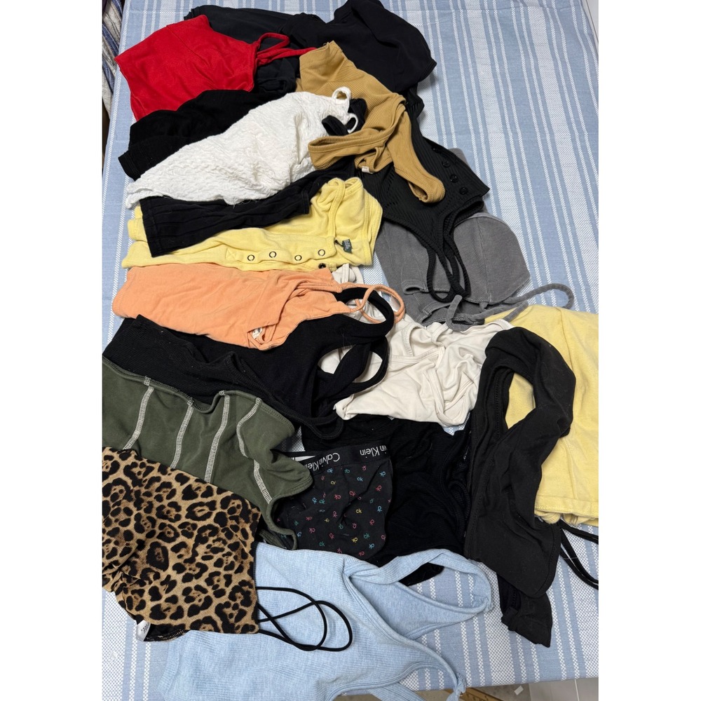 Womens Crop Top Bundle Romwe Yogalicious Lace Corset Leopard Ribbed 21 pc Lot M